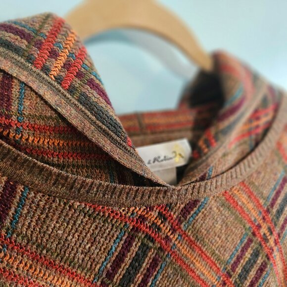 Anthropologie Charlie & Robin Hallstatt Plaid Hooded Poncho Cape Sweater OS - Picture 2 of 11